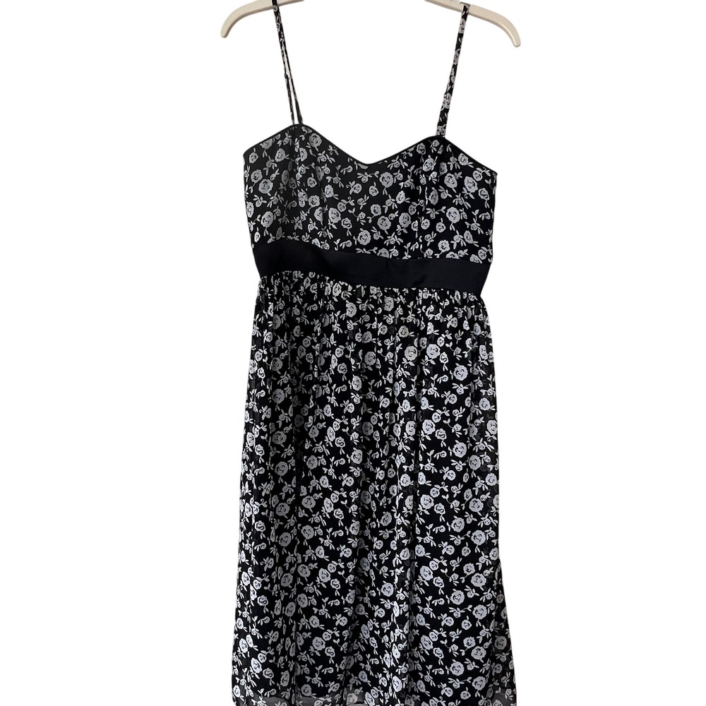 Dusk Collection Sheila Yen Floral Dress Size 8 Black White Lined‎
